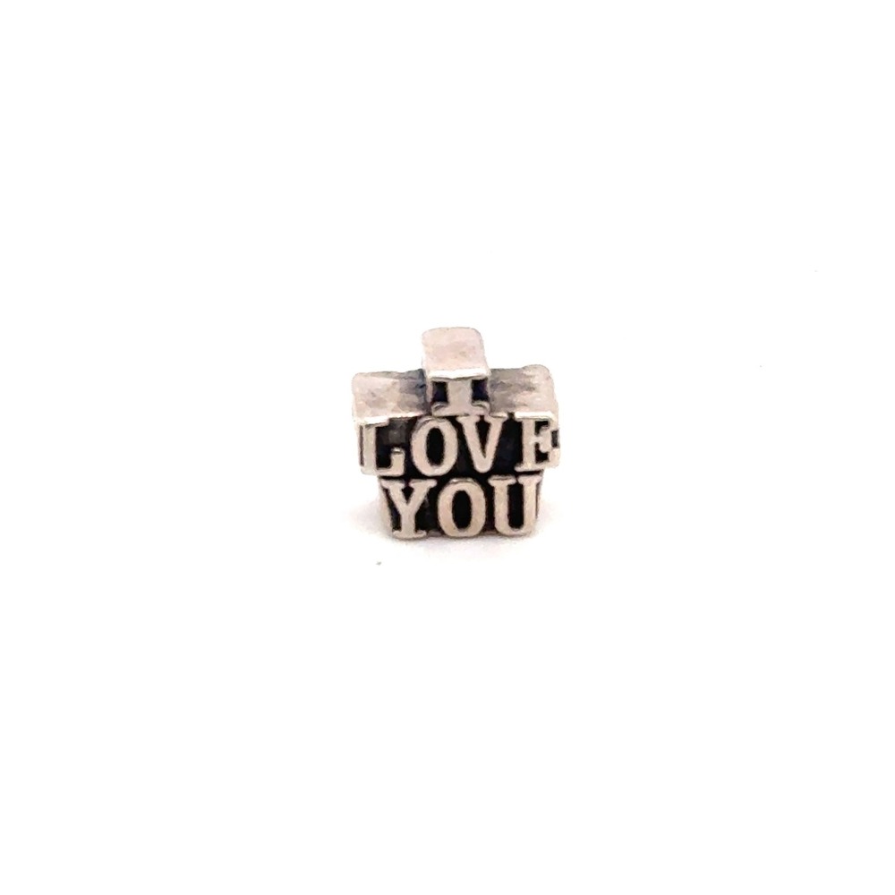 Sterling Silver I Love You Block Letter Charm Bead for Bracelet